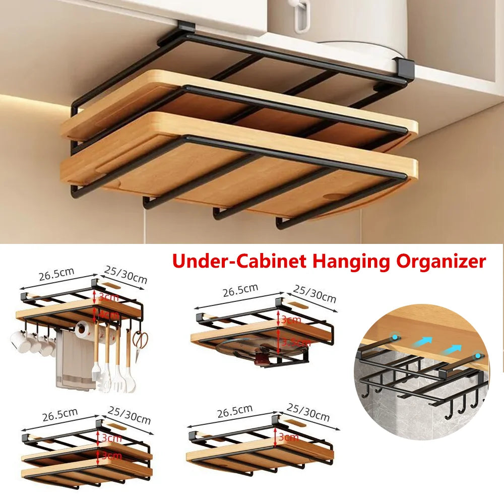 Kitchen Hanging Organizer Rack with Hooks